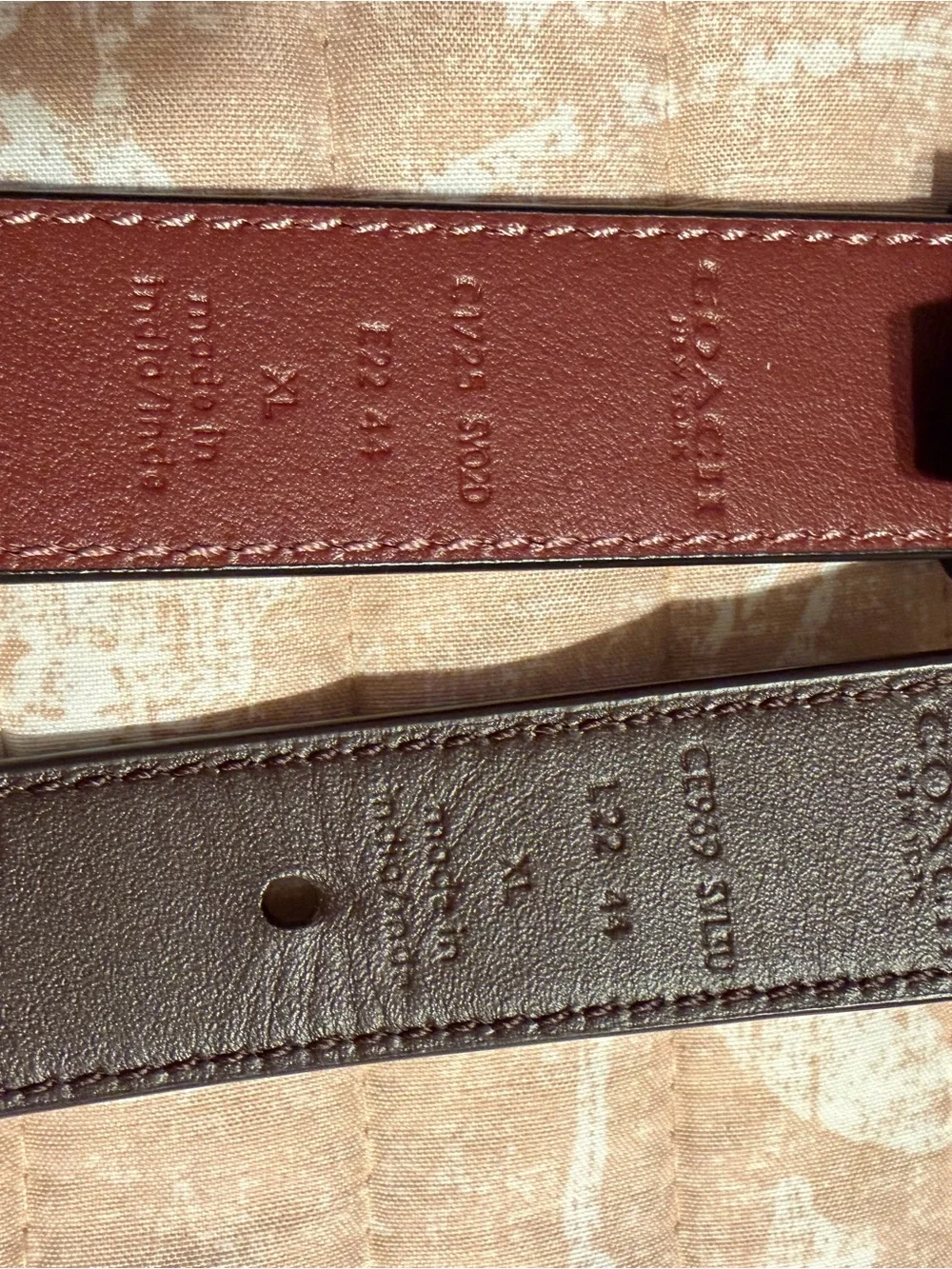 Coach Two-Belt Set in Burgundy and Black with Gold-Tone Buckles